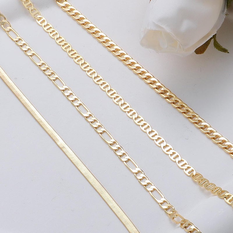 Rotnso Anklets for Women 14K Gold Silver Plated Ankle Bracelets Trendy Waterproof Boho Anklets Set Adjustable Dainty Cute Diamond Beaded Heart Non Tarnish Summer Beach Jewelry Gift - Image 4